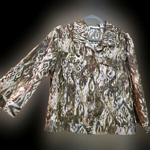 Chicos Linen Jacket Size Lg